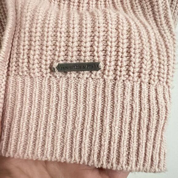 Abercrombie and Fitch Knit Sweater Size S Pink Buttons Preppy Nautical Chunky - Picture 4 of 7